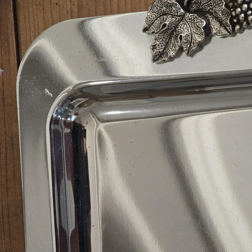 Vintage Towle Silversmiths Grape Vine Serving Tray Silver Tone 20